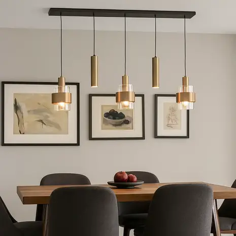 Highlight Hängeleuchte Marrone 5 Licht L 120 cm Bronze Highlight Hängeleuchte Marrone 5 Licht L 120 cm Bronze