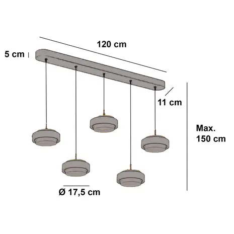 Freelight Hängeleuchte Puleggia 5 Licht L 120 cm comfort lift beige Freelight Hängeleuchte Puleggia 5 Licht L 120 cm comfort lift beige