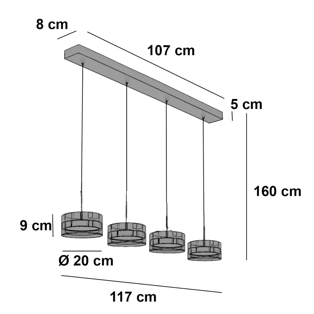 Highlight Hängeleuchte Enzo 4-Licht L 107 cm schwarz Highlight Hängeleuchte Enzo 4-Licht L 107 cm schwarz