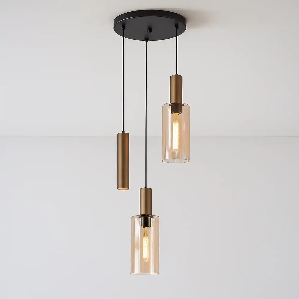 Highlight Hängeleuchte Perugia 2+1 Lichter Ø 40 cm schwarz bernstein Highlight Hängeleuchte Perugia 2+1 Lichter Ø 40 cm schwarz bernstein