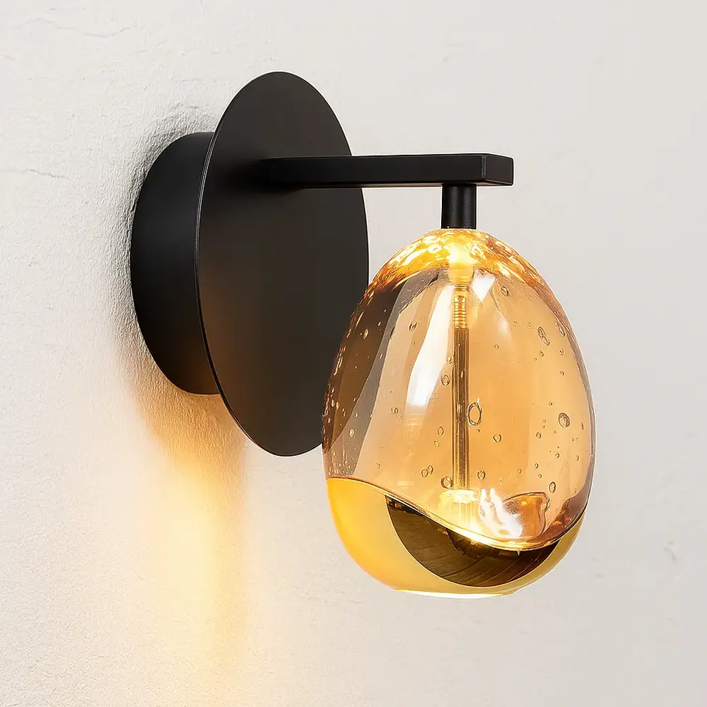 Highlight Wandleuchte Golden Egg 1 Licht klein bernstein-schwarz Highlight Wandleuchte Golden Egg 1 Licht klein bernstein-schwarz