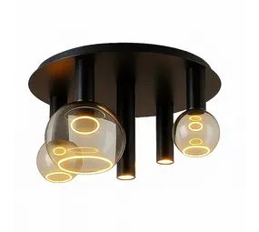 Ztahl Deckenleuchte Riva 5 Licht Ø 50 cm schwarz Ztahl Deckenleuchte Riva 5 Licht Ø 50 cm schwarz