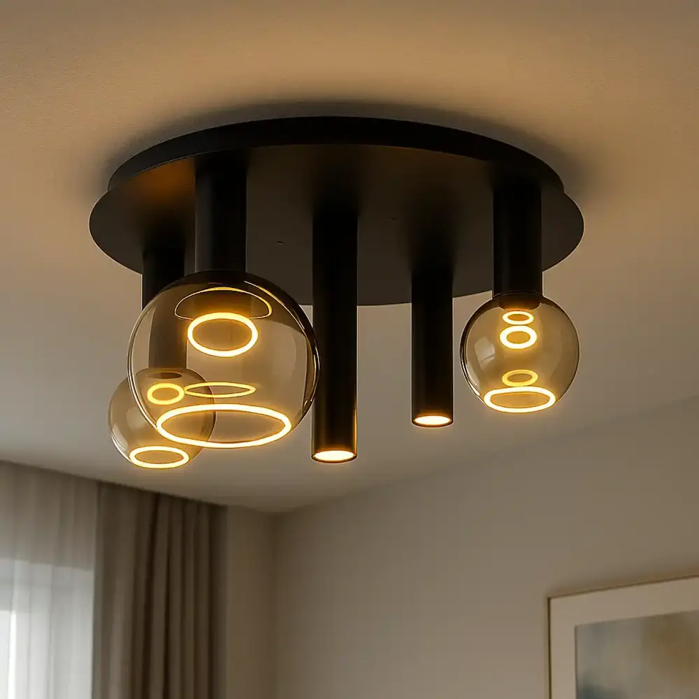 Ztahl Deckenleuchte Riva 5 Licht Ø 50 cm schwarz