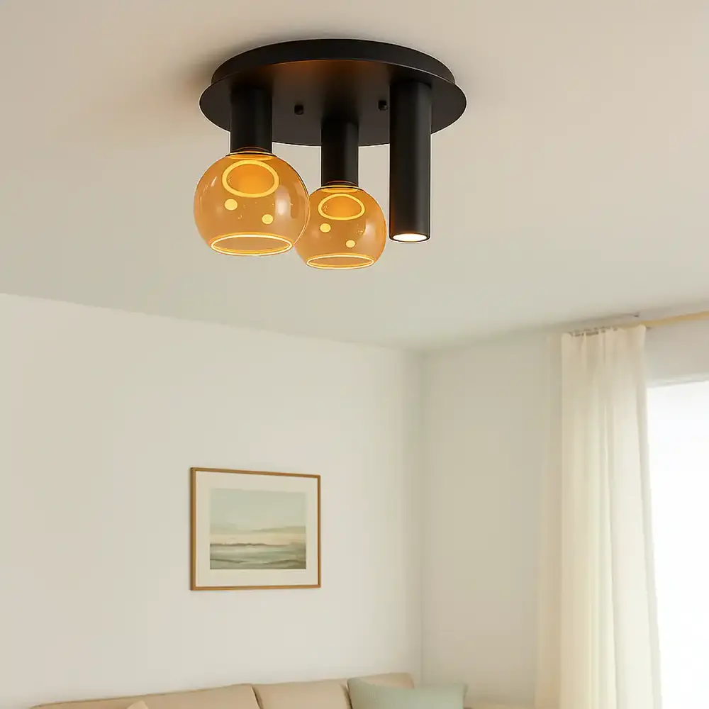 Ztahl Deckenleuchte Riva 3-Licht Ø 35 cm schwarz