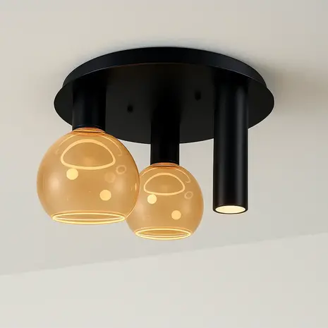 Ztahl Deckenleuchte Riva 3-Licht Ø 35 cm schwarz