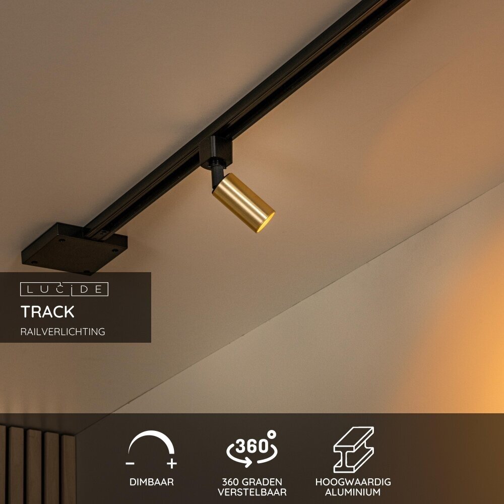 Lucide TRACK RITMO Trackspot - 1-phasiges Schienensystem / Schienenbeleuchtung - 1xGU10-MR11 - Mattgold / Messing (Verlängerung)