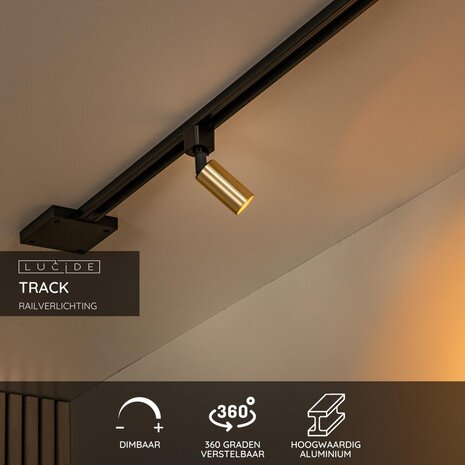 Lucide TRACK RITMO Trackspot - 1-phasiges Schienensystem / Schienenbeleuchtung - 1xGU10-MR11 - Mattgold / Messing (Verlängerung)