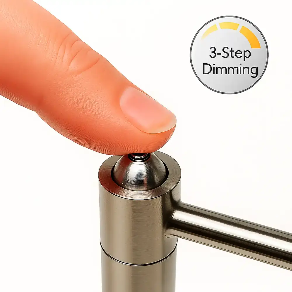 Freelight Stehleuchte Piattino H 120 cm 3-stufig dimmbar matt verchromt Freelight Stehleuchte Piattino H 120 cm 3-stufig dimmbar matt verchromt