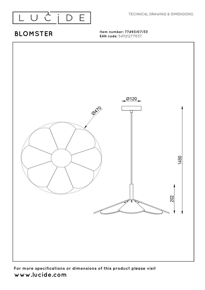 Lucide BLOMSTER – Hängelampe – Ø 47 cm – LED dimmbar – 1x9W 3000K – Grün | Essential