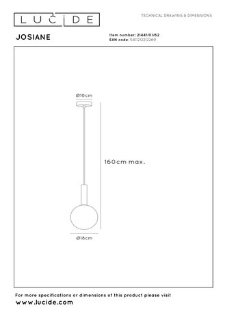 Lucide JOSIANE – Hängelampe – Ø 18 cm – 1xG9 – Bernstein | Vibes