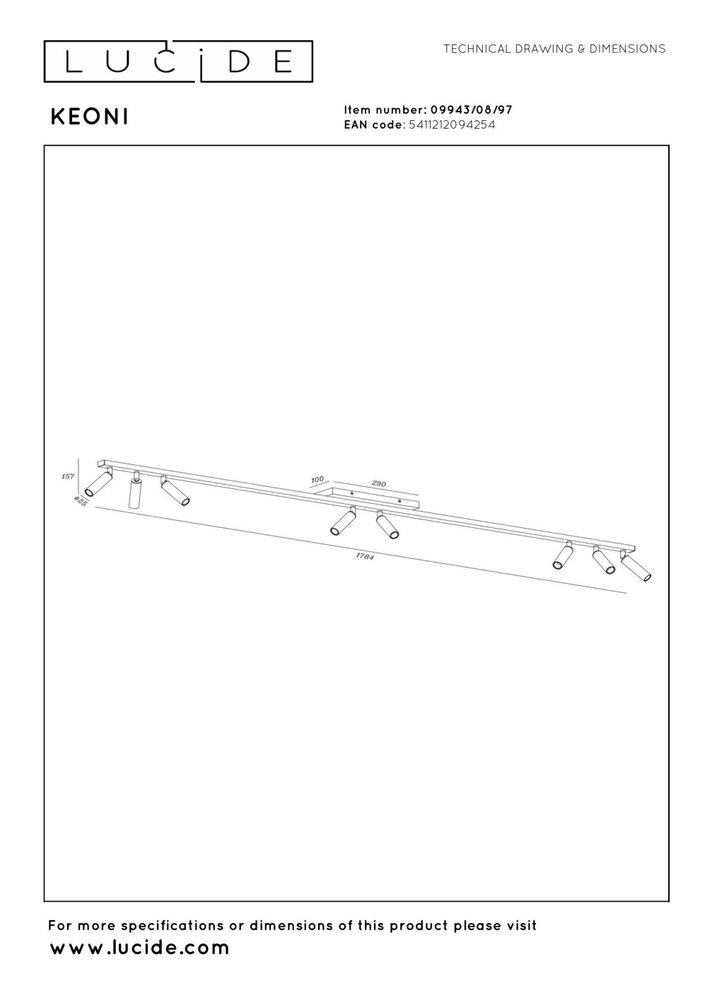 Lucide KEONI – Deckenstrahler – 8xG9 – Kaffee | Essential