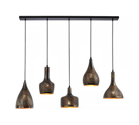 Freelight Hängeleuchte Fueco 5 Licht L 120 cm braun schwarz Freelight Hängeleuchte Fueco 5 Licht L 120 cm braun schwarz