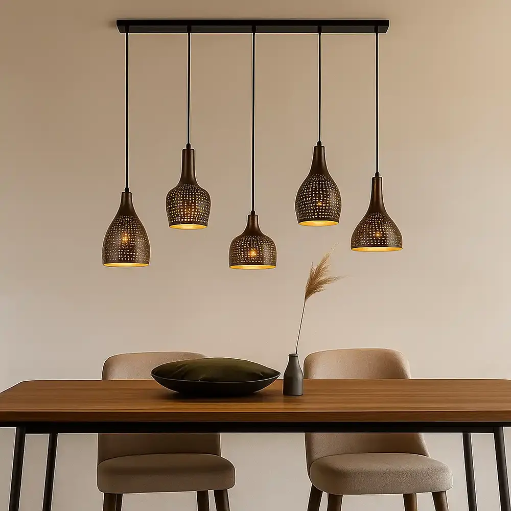 Freelight Hängeleuchte Fueco 5 Licht L 120 cm braun schwarz Freelight Hängeleuchte Fueco 5 Licht L 120 cm braun schwarz