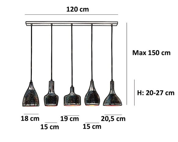 Freelight Hängeleuchte Fueco 5 Licht L 120 cm braun schwarz Freelight Hängeleuchte Fueco 5 Licht L 120 cm braun schwarz