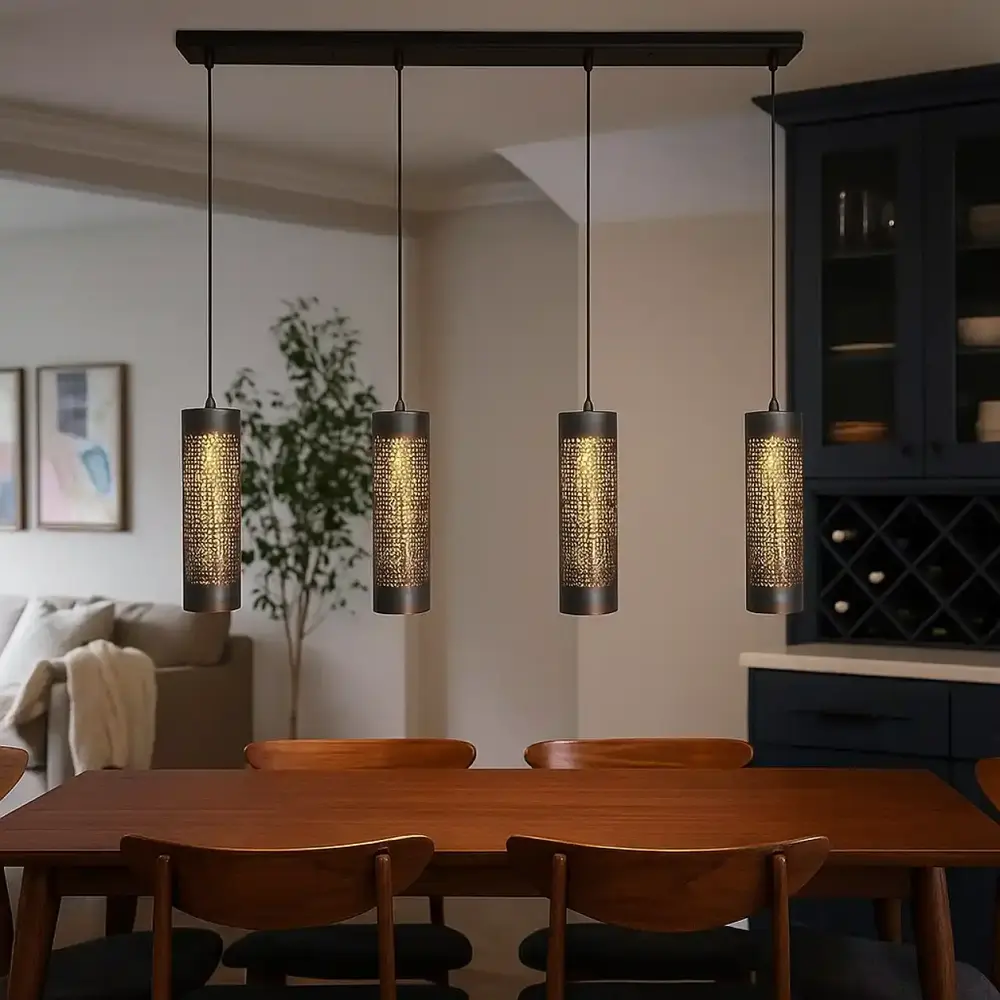 Freelight Hängeleuchte Forato 4 Licht L 120 cm braun schwarz Freelight Hängeleuchte Forato 4 Licht L 120 cm braun schwarz