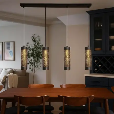 Freelight Hängeleuchte Forato 4 Licht L 120 cm braun schwarz Freelight Hängeleuchte Forato 4 Licht L 120 cm braun schwarz