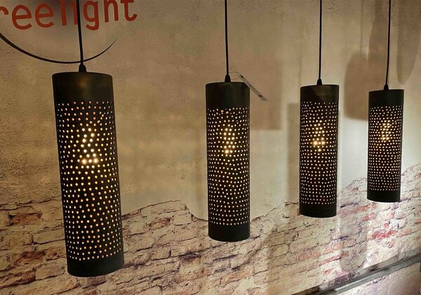 Freelight Hängeleuchte Forato 4 Licht L 120 cm braun schwarz