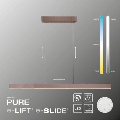 Neuhaus PURE Hängelampe e-Lift + e-Slide L 120-200 cm dunkelmetallbraun Neuhaus PURE Hängelampe e-Lift + e-Slide L 120-200 cm dunkelmetallbraun