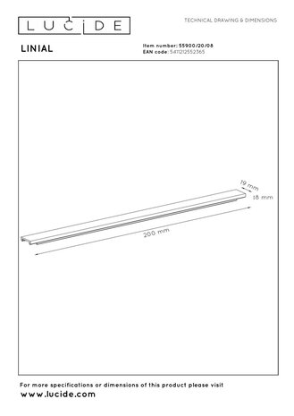 Lucide Premium LINIAL Afdekplaat/cover- 1-fase Railsysteem / Railverlichting - 20 CM - Mat zwart chroom