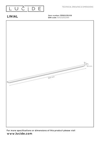 Lucide Premium LINIAL Abdeckplatte/Abdeckung – 1-phasiges Schienensystem/Schienenbeleuchtung – 50 cm – Mattschwarzes Chrom