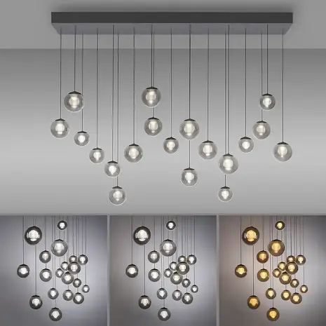 Neuhaus PURE Hanglamp Popup 19 lichts L 150 cm comfortlift donker grijs Neuhaus PURE Hanglamp Popup 19 lichts L 150 cm comfortlift donker grijs