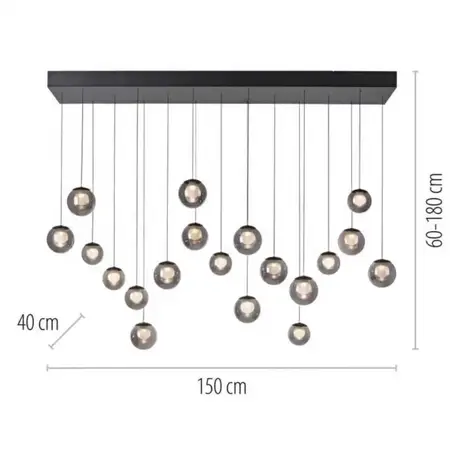 Neuhaus PURE Hanglamp Popup 19 lichts L 150 cm comfortlift donker grijs Neuhaus PURE Hanglamp Popup 19 lichts L 150 cm comfortlift donker grijs