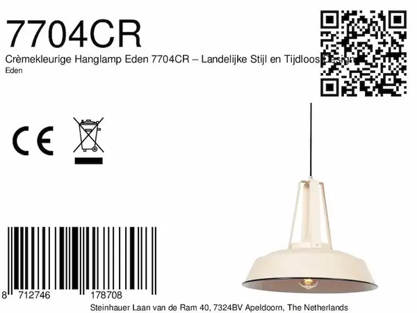 Steinhauer Hängelampe Eden Ø 45 creme