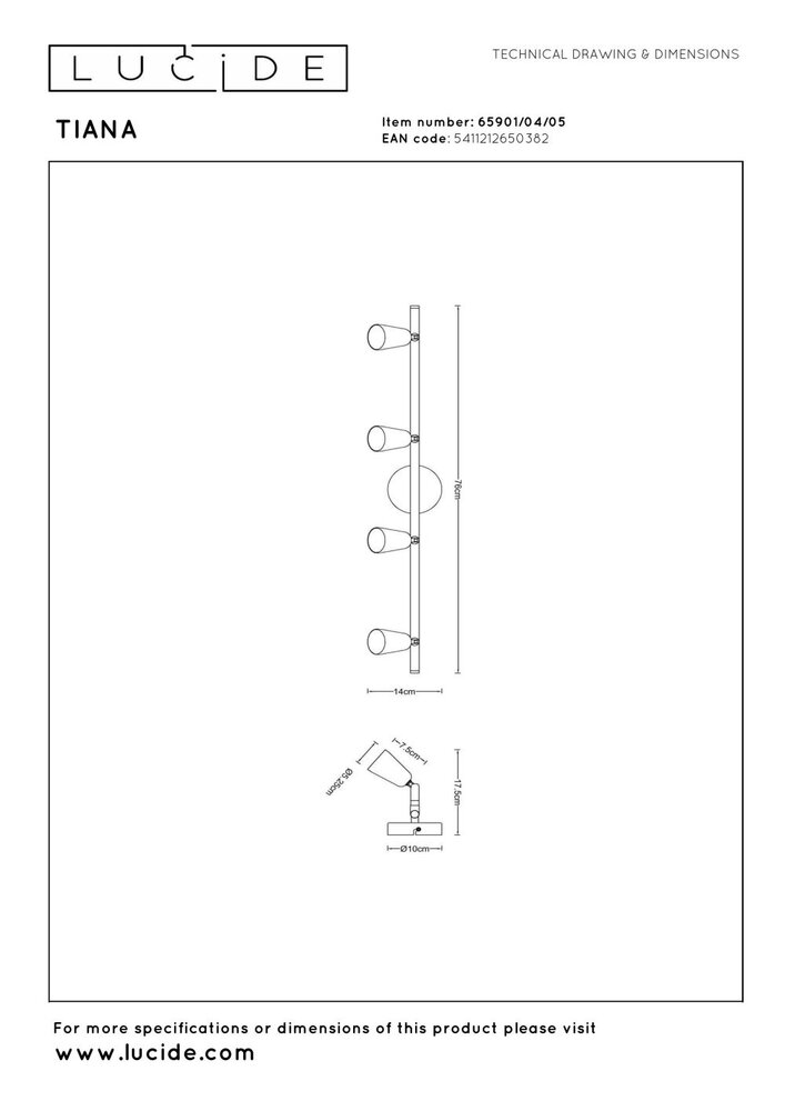 Lucide TIANA – Deckenstrahler – 4xGU10 – Champagnerfarben | Essential