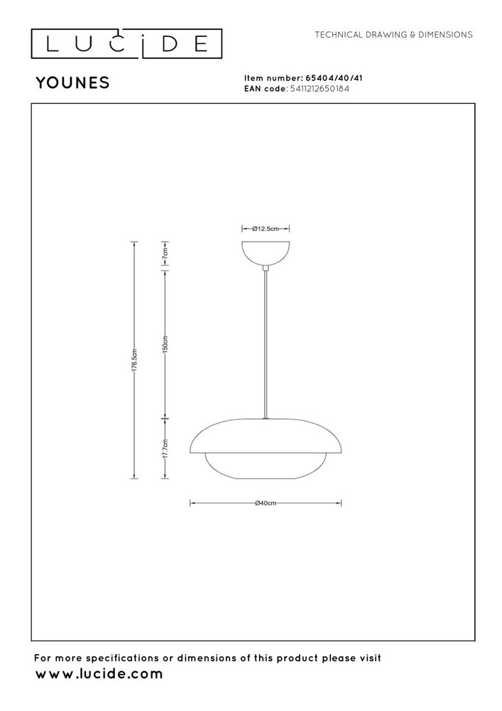 Lucide YOUNES – Hängelampe – Ø 40 cm – 1xE27 – Taupe | Essential