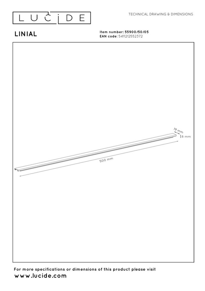 Lucide Premium LINIAL Abdeckplatte/Abdeckung – 1-phasiges Schienensystem/Schienenbeleuchtung – 50 cm – Champagner