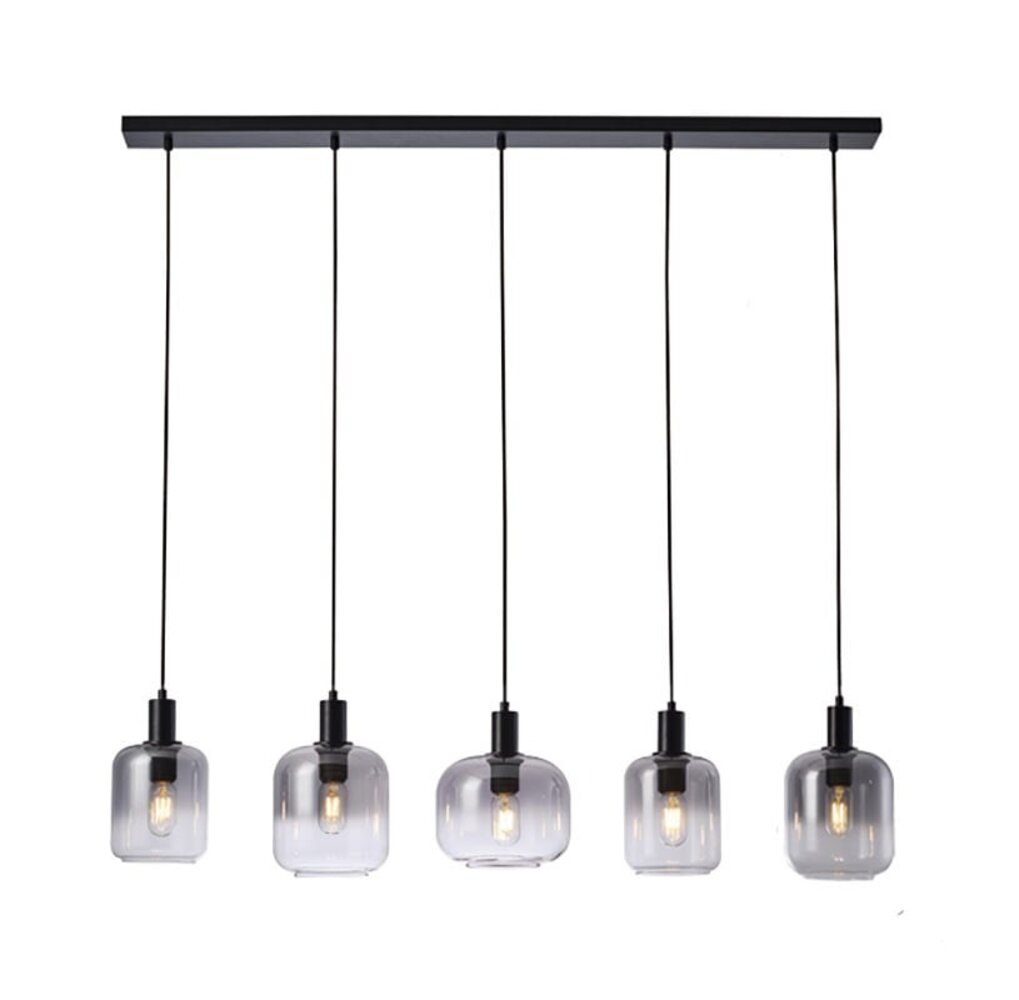 Freelight Hängeleuchte Vario 5 Licht L120 cm Rauchglas schwarz Freelight Hängeleuchte Vario 5 Licht L120 cm Rauchglas schwarz