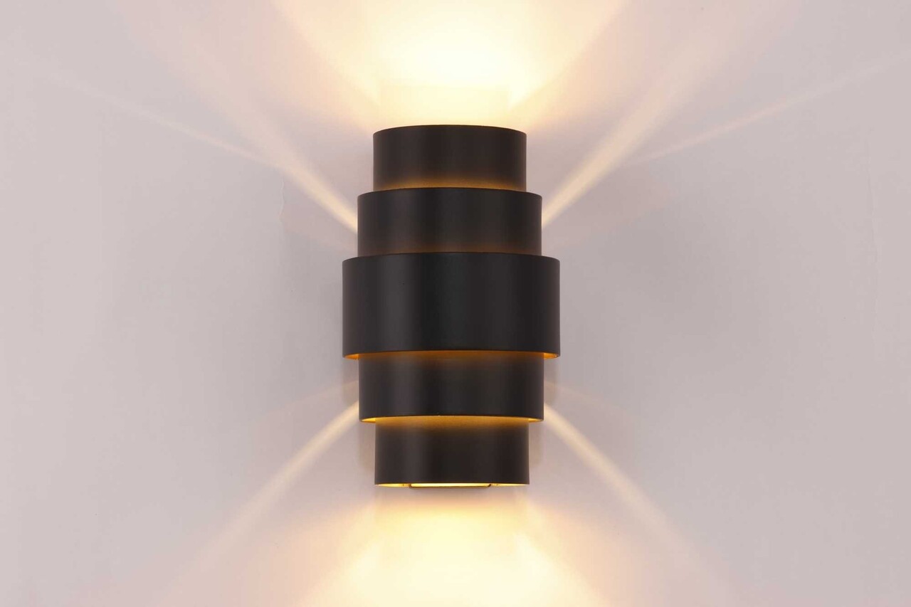 Artdelight Wandleuchte Rolls H 22 cm Schwarz Gold Artdelight Wandleuchte Rolls H 22 cm Schwarz Gold