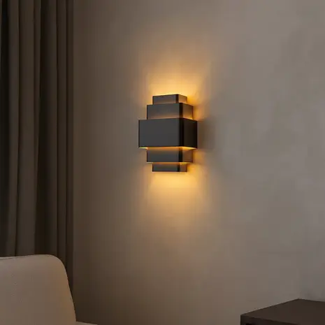 Artdelight Wandleuchte Layers B 20 cm schwarz gold Artdelight Wandleuchte Layers B 20 cm schwarz gold