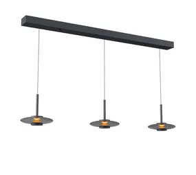 Artdelight Hängelampe Madison 3-flammig L 130 cm Komfortlift schwarz