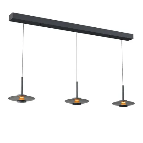Artdelight Hängelampe Madison 3-flammig L 130 cm Komfortlift schwarz