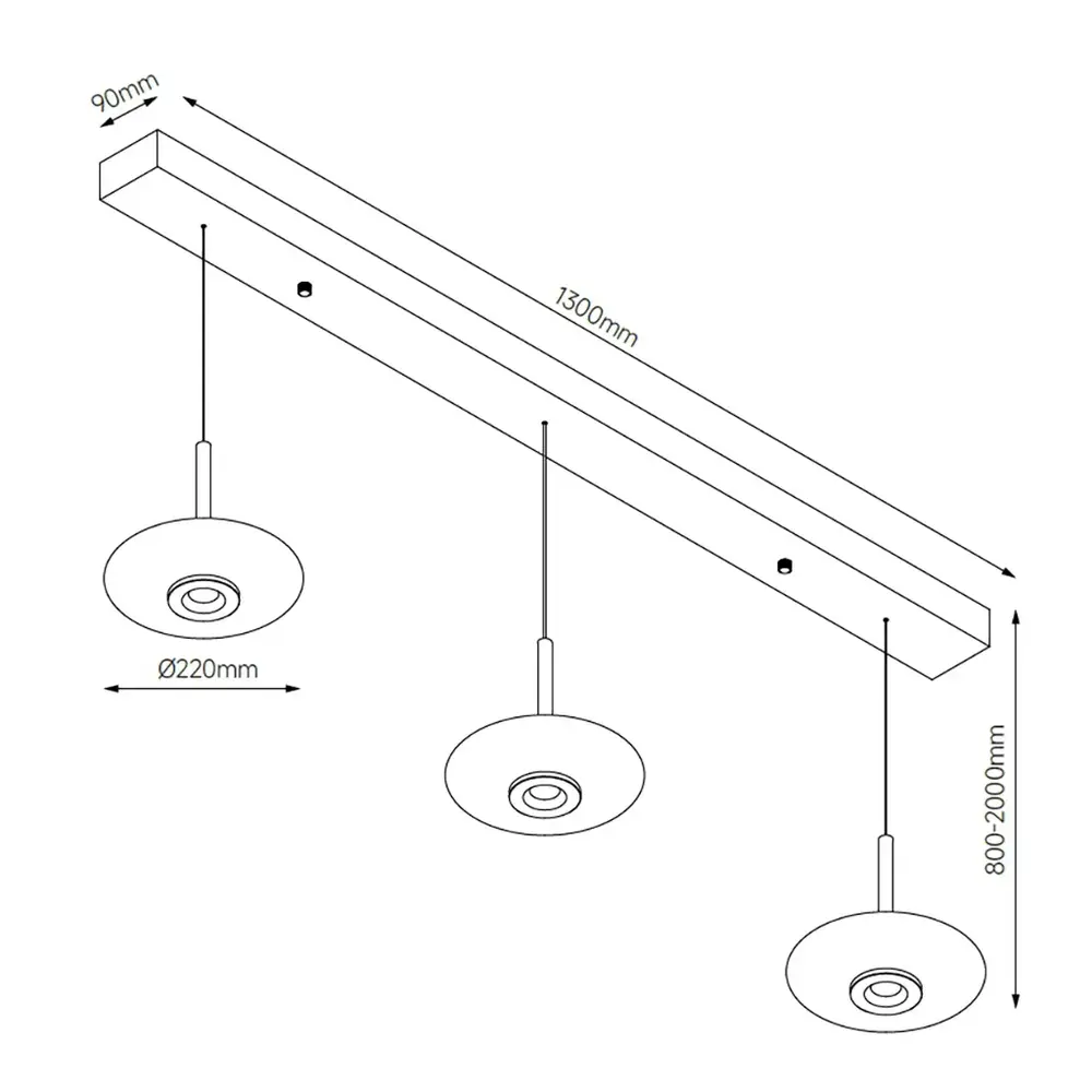 Artdelight Hängelampe Madison 3-flammig L 130 cm Komfortlift schwarz