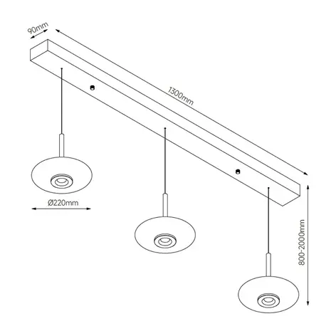 Artdelight Hängelampe Madison 3-flammig L 130 cm Komfortlift schwarz