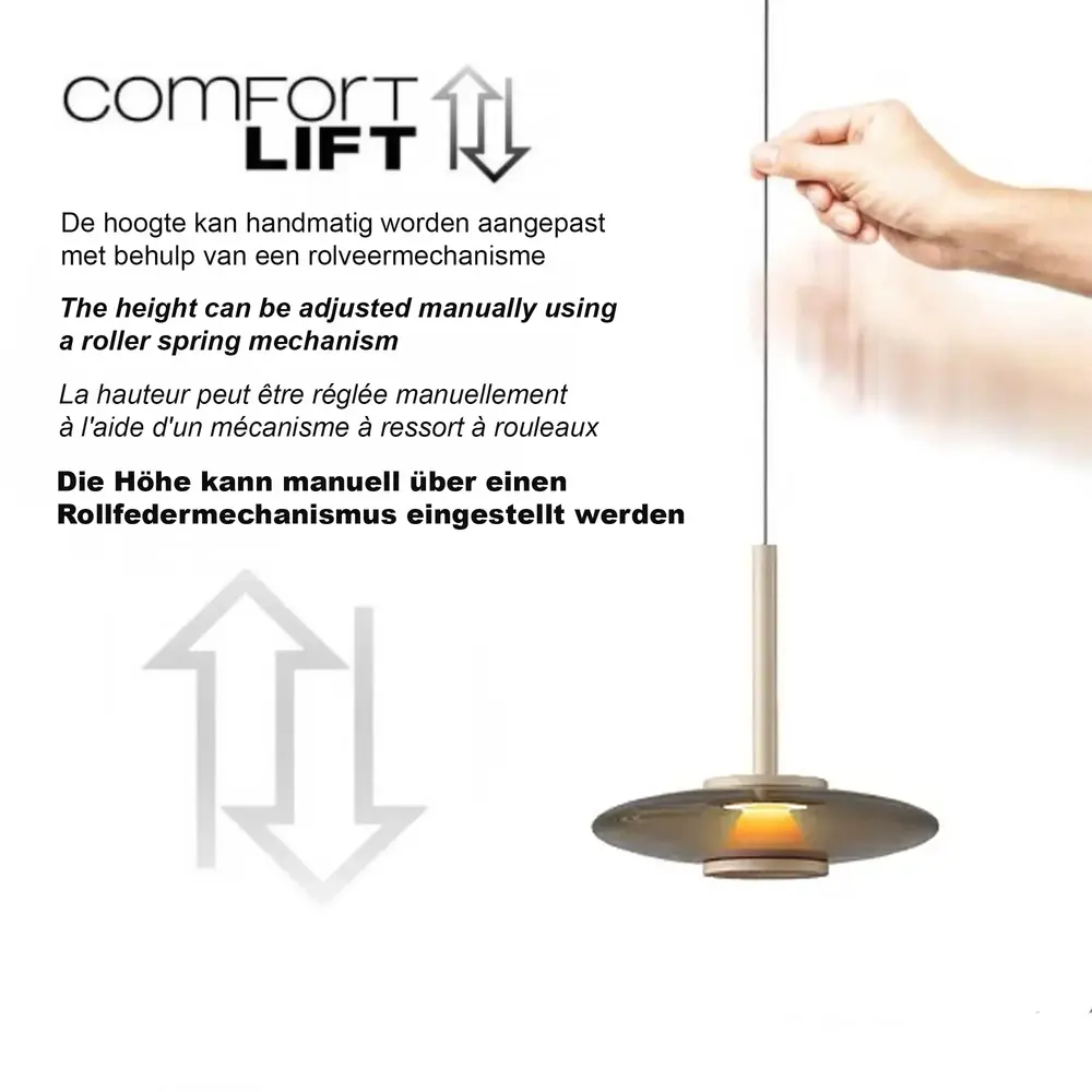 Artdelight Hängelampe Madison 3-flammig L 130 cm Komfortlift Champagner
