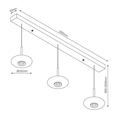 Artdelight Hängelampe Madison 3-flammig L 130 cm Komfortlift Champagner