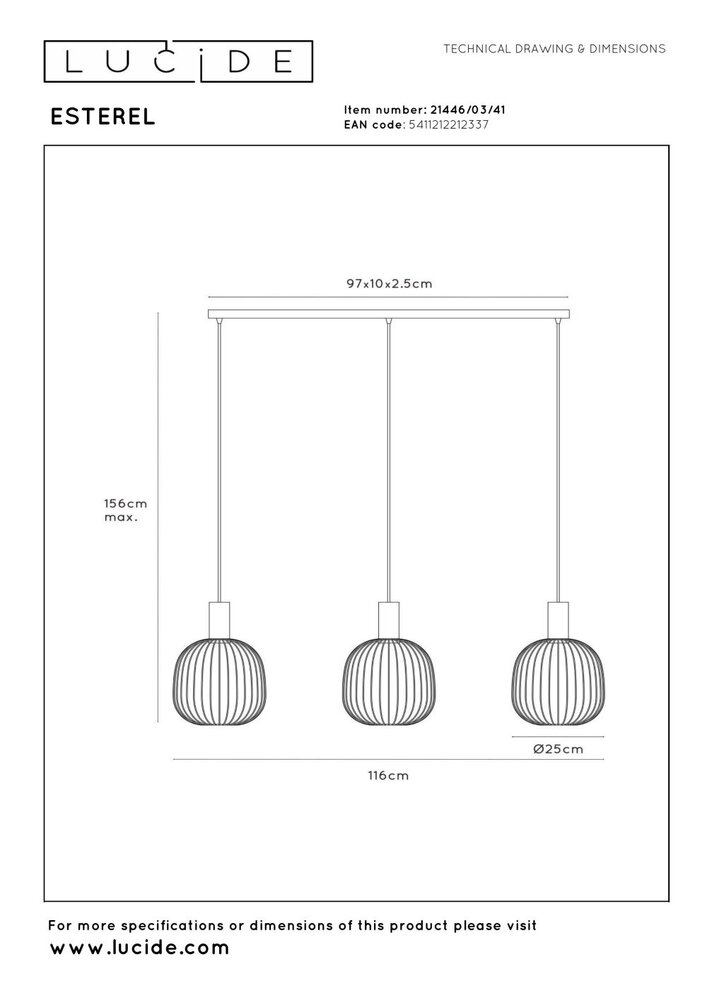 Lucide ESTEREL – Hängelampe – 3xGU10 (MR11) – Taupe | Essential