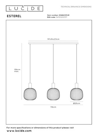 Lucide ESTEREL – Hängelampe – 3xGU10 (MR11) – Taupe | Essential