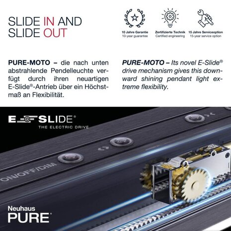 Neuhaus PURE Hängelampe e-Slide L 120-200 cm mattgold Neuhaus PURE Hängelampe e-Slide L 120-200 cm mattgold