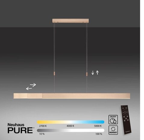 Neuhaus PURE Hängelampe e-Slide L 120-200 cm mattgold Neuhaus PURE Hängelampe e-Slide L 120-200 cm mattgold