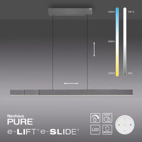Neuhaus PURE Hängelampe e-Lift + e-Slide L 120-200 cm dunkelgrau Neuhaus PURE Hängelampe e-Lift + e-Slide L 120-200 cm dunkelgrau