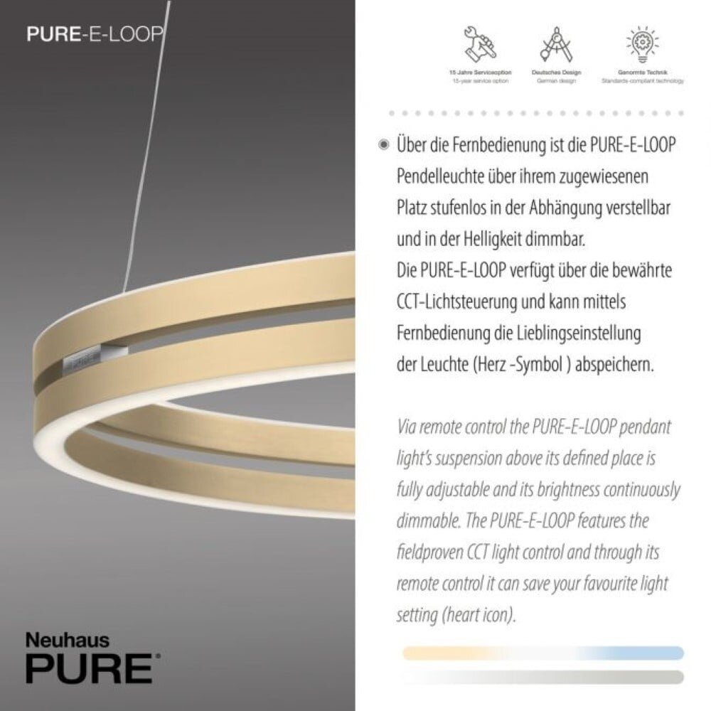 Neuhaus PURE Hängelampe E-Loop e-Lift Ø 70 cm mattgold Neuhaus PURE Hängelampe E-Loop e-Lift Ø 70 cm mattgold