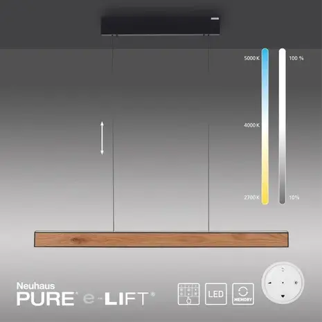 Neuhaus PURE Hängelampe e-Lift L 120 cm schwarzes Holz