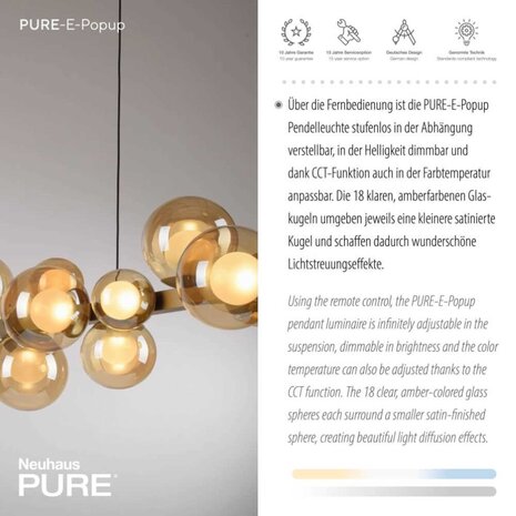 Neuhaus PURE Hängelampe E-Popup e-Lift L 120 cm Champagner