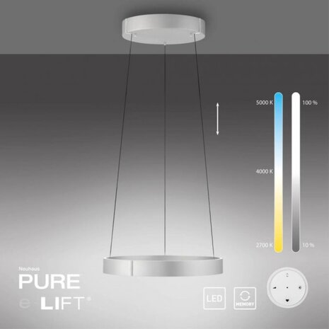 Neuhaus PURE Hängelampe E-Clipse e-Lift Ø 50 cm matt verchromt Neuhaus PURE Hängelampe E-Clipse e-Lift Ø 50 cm matt verchromt