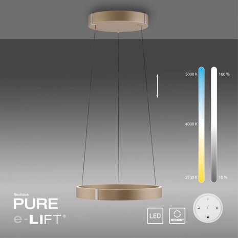 Neuhaus PURE Hängelampe E-Clipse e-Lift Ø 50 cm, champagnerfarben Neuhaus PURE Hängelampe E-Clipse e-Lift Ø 50 cm, champagnerfarben