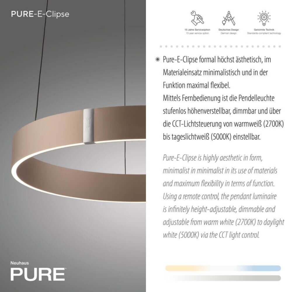 Neuhaus PURE Hängelampe E-Clipse e-Lift Ø 50 cm, champagnerfarben Neuhaus PURE Hängelampe E-Clipse e-Lift Ø 50 cm, champagnerfarben